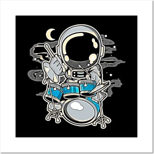 Astronaut Drummer • Funny And Cool Sci-Fi Cartoon Drawing Design Great For Anyone That Loves Astronomy Art Posters and Art